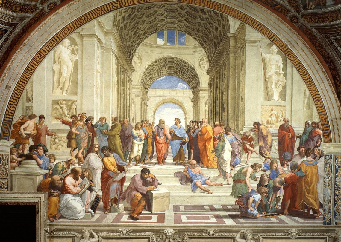 拉斐爾的經典代表作之一，是現藏於梵蒂岡使徒宮的濕壁畫《雅典學院》（The Sch...