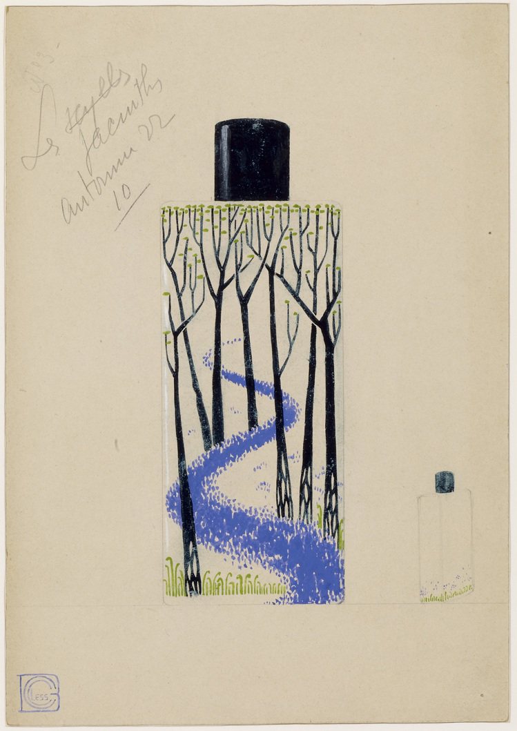 路易威登的品牌資料中有許多當年的香水瓶手繪設計，雅致而有質感。圖／LV提供