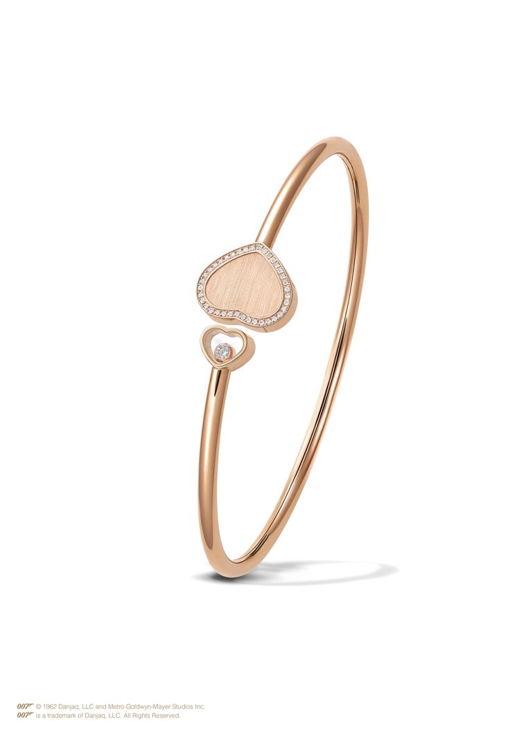 蕭邦Golden Hearts心型鑲鑽手環，13萬5,000元。圖／蕭邦提供
