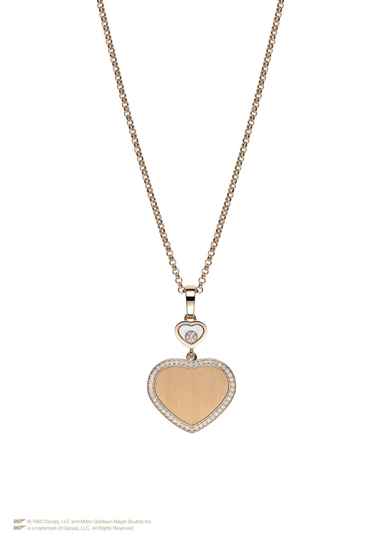 蕭邦Golden Hearts心型鑲鑽項鍊，14萬5,000元。圖／蕭邦提供