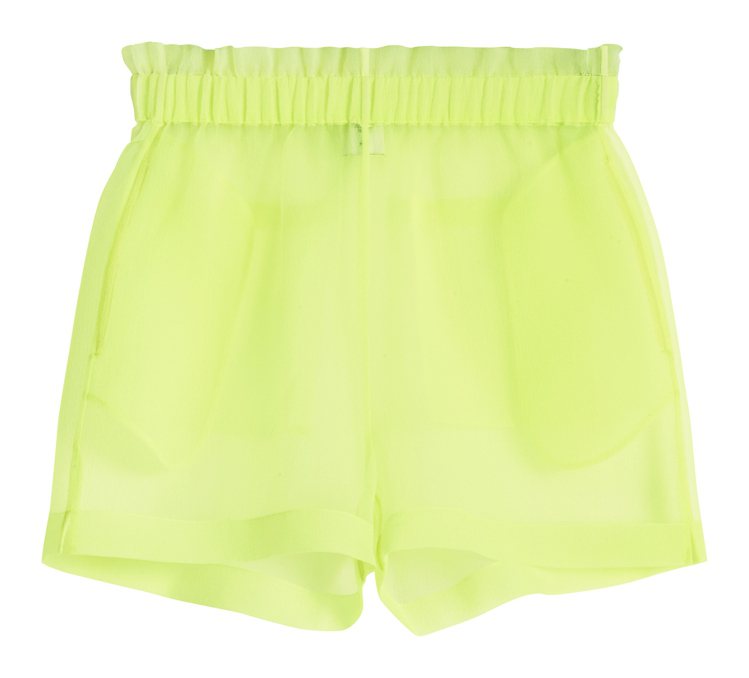 H&M的Justine Skye聯名系列螢光綠短褲699元。圖／H&M提供