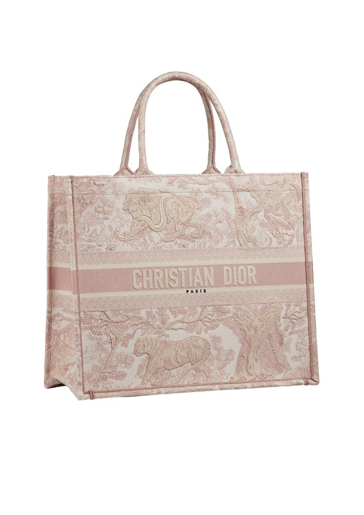 Book粉色法式印花刺繡帆布托特包，售價97,000元。圖／DIOR提供
