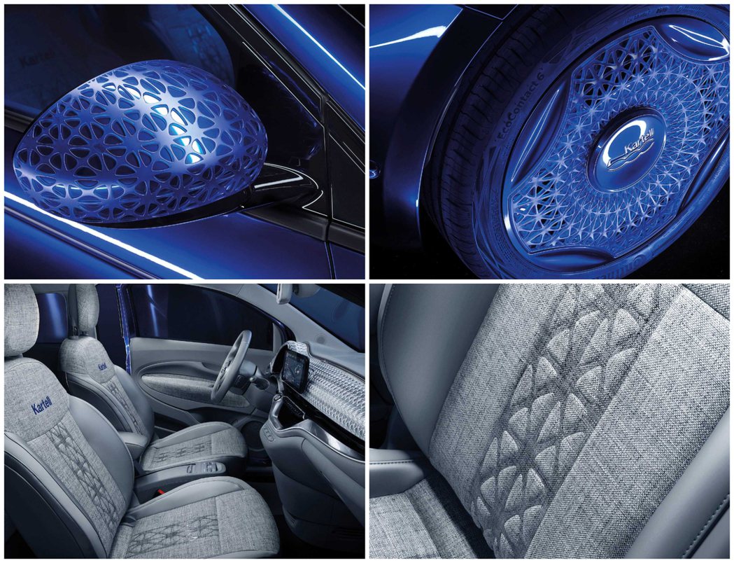 Fiat 500 Kartell的燈具元素充分運用在車身及內裝上。 摘自Fiat