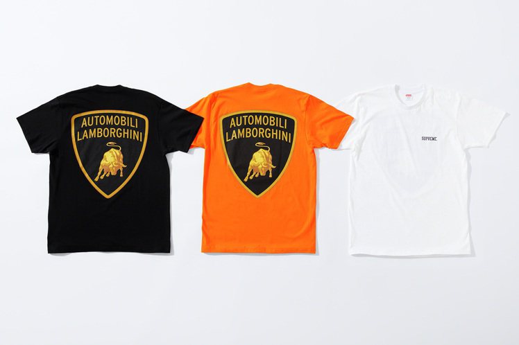 潮牌Supreme與超跑Lamborghini聯名推出T恤。圖／摘自Supreme官網