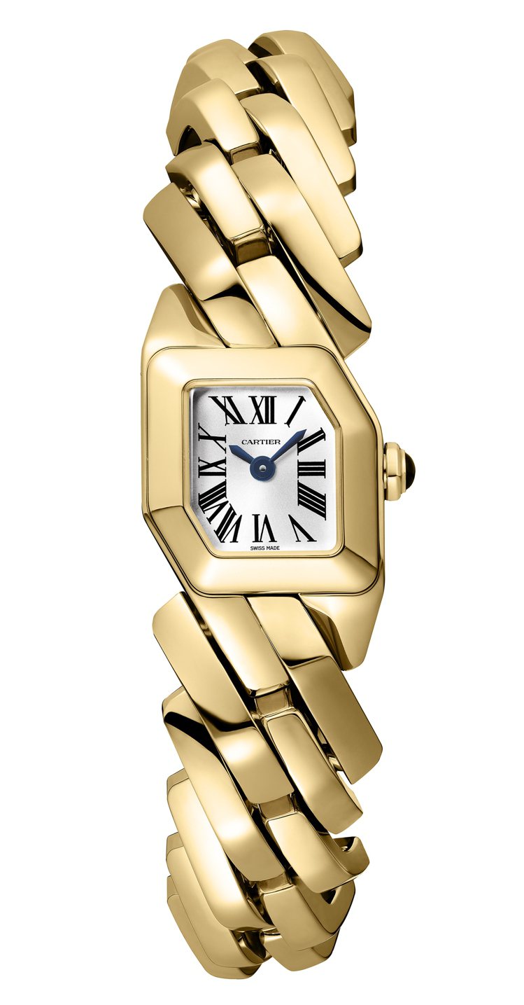 卡地亞Maillon de Cartier黃K金腕表，77萬5,000元。圖／卡地亞提供