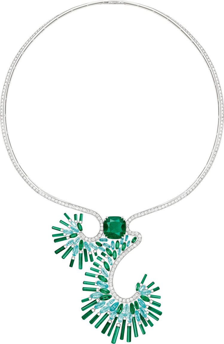 PIAGET，Sunlight Escape祖母綠頂級珠寶鑽石項鍊，2,900萬元。圖 / PIAGET提供。