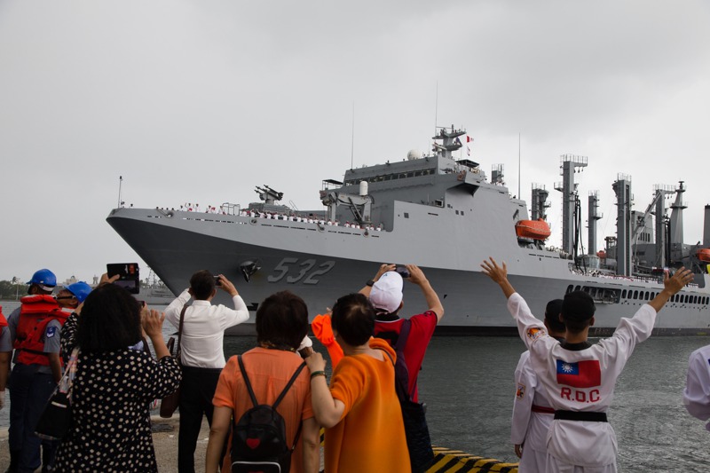 敦睦遠航是海軍超過半世紀傳統，圖為2018年敦睦艦隊旗艦「磐石」號返回左營港。圖／軍聞社