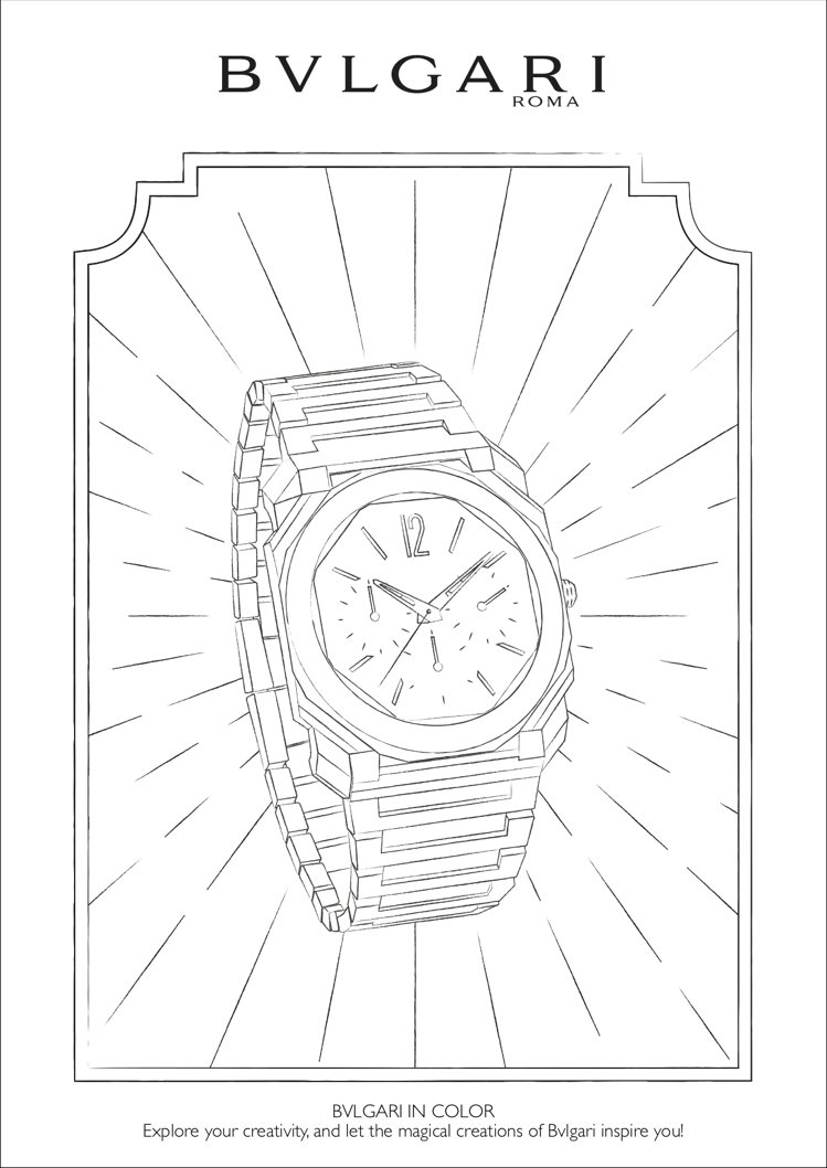 寶格麗著色圖案之一OCTO腕表。圖／取自寶格麗官網