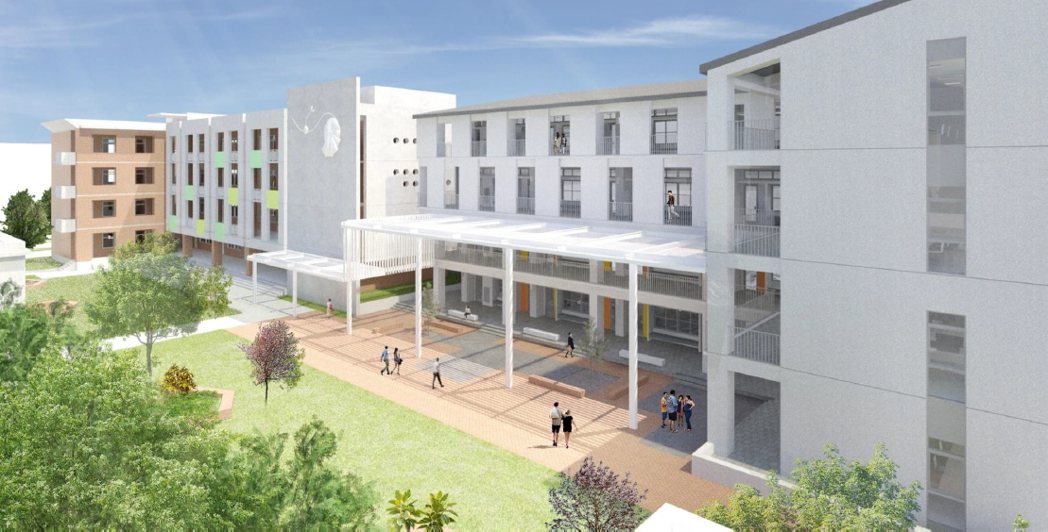 新竹市府向中央爭取，獲核定預算1億2300萬元，將在校內「第二棟」教學大樓旁新建...