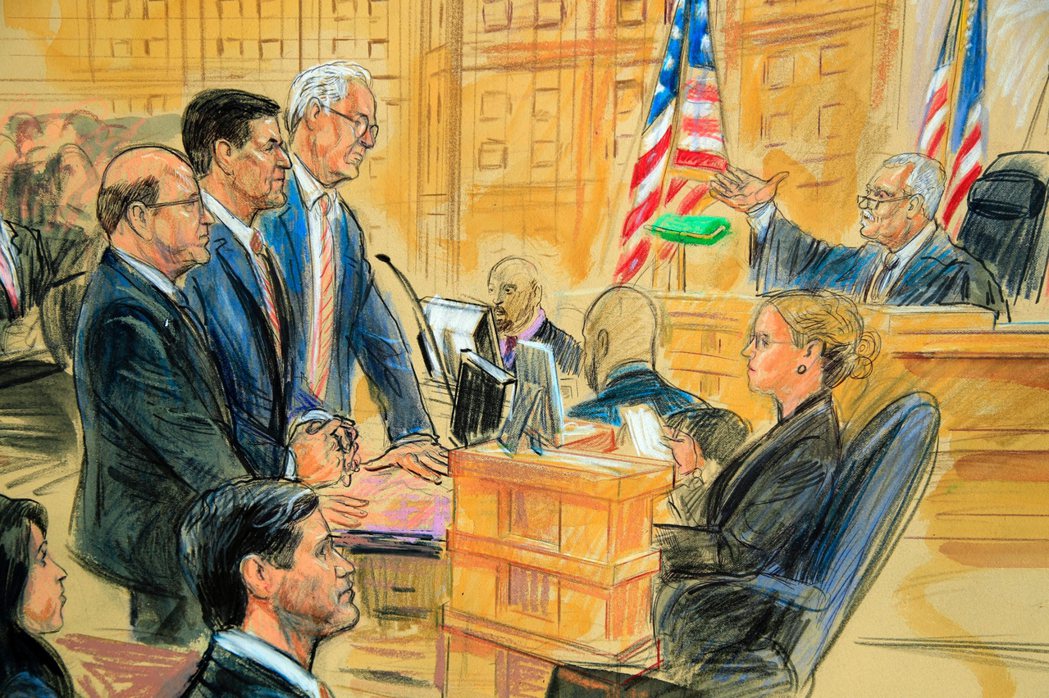 圖為2018年佛林出庭時的圖像側寫。 圖／美聯社