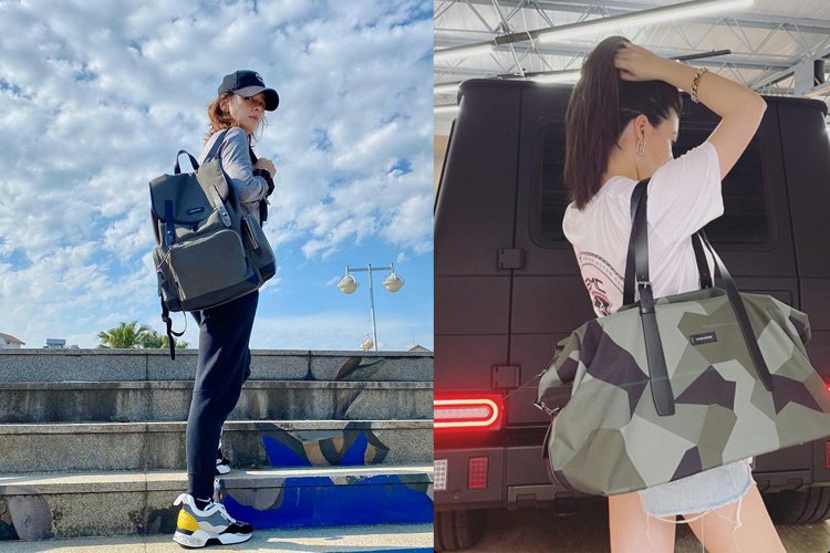 「鋼鐵Ｖ」的徐若瑄，以及今年升格當媽的蔡詩芸，在私下都愛大型且帥氣的後背包或旅行袋。圖／摘自instagram