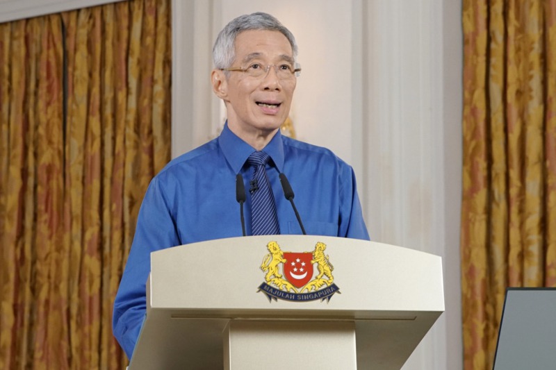 新加坡總理李顯龍每隔一段時間就要在攝影機前向全民說明疫情。歐新社