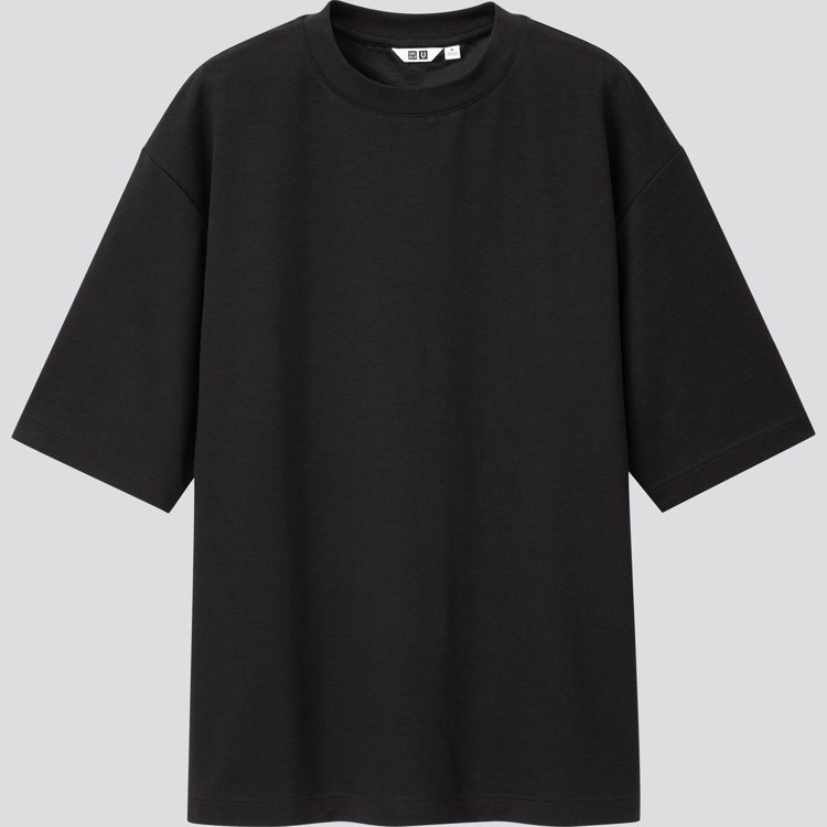 AIRism棉質黑色寬版圓領T恤590元。圖／UNIQLO提供