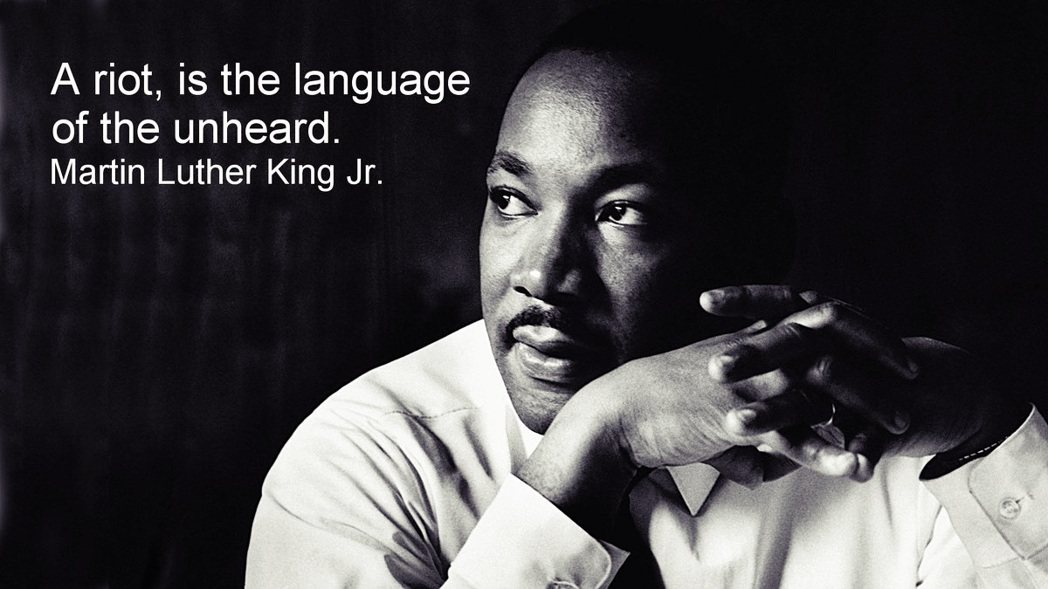 「暴動，是不被傾聽者的語言。」1966年9月27日，馬丁路德．金恩Jr. 圖／R...