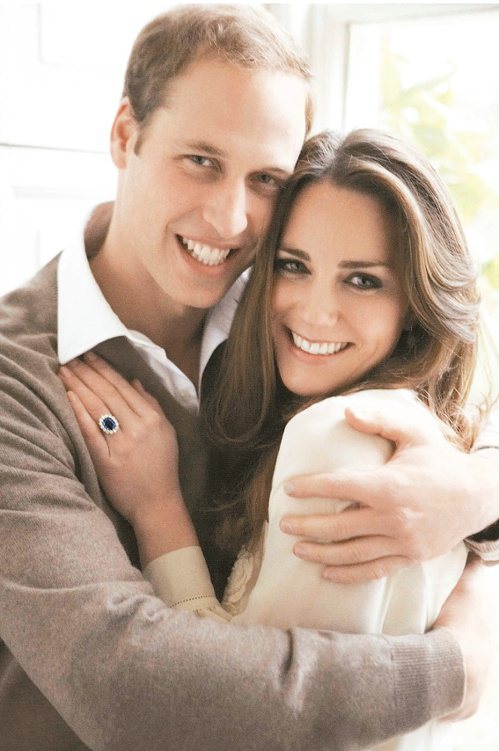 威廉王子與凱特的藍寶石訂婚戒，曾經是黛安娜王妃的訂婚戒。（法新社資料照片）