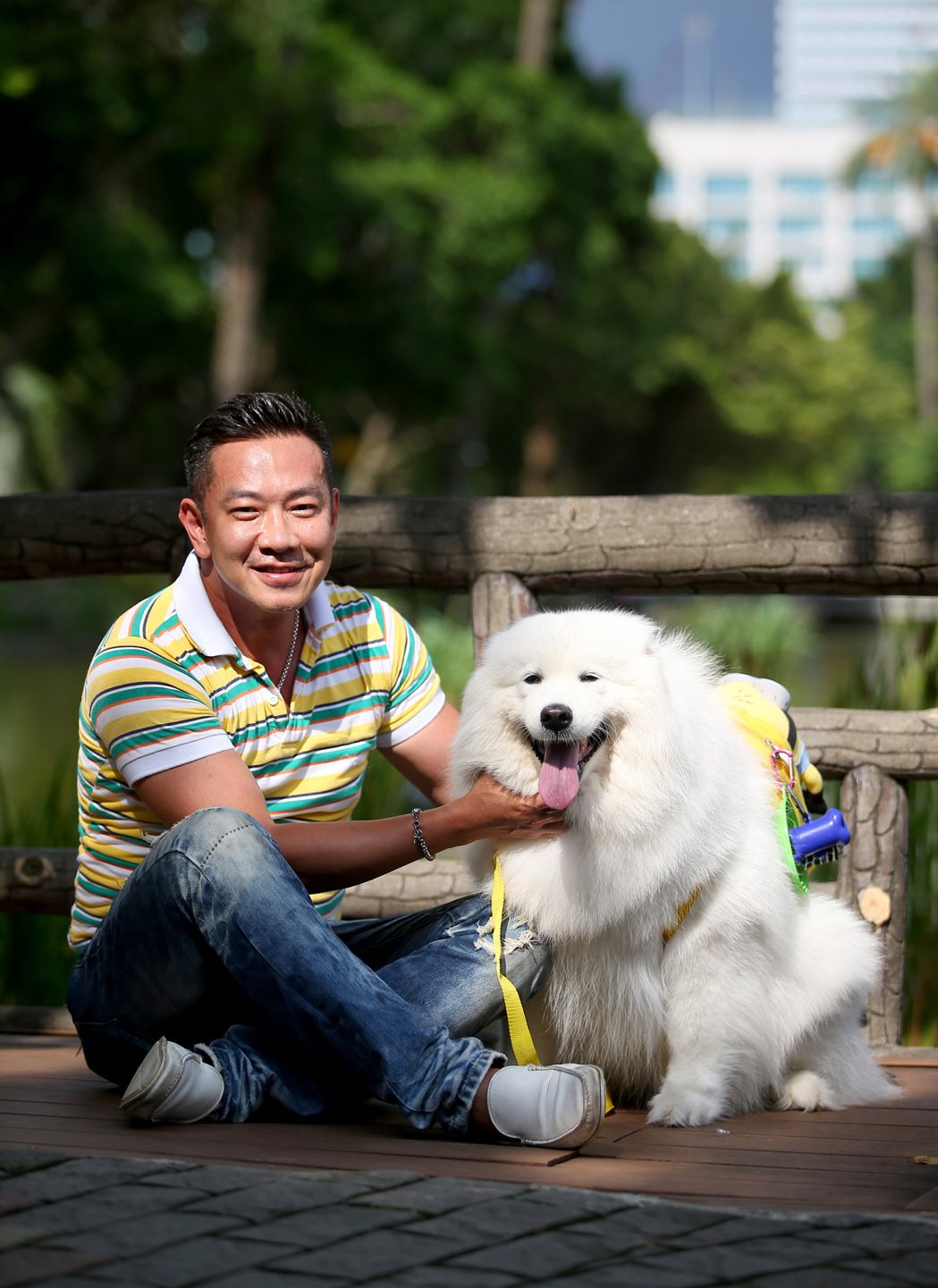 江俊翰與他的愛犬愛美麗。記者余承翰／攝影