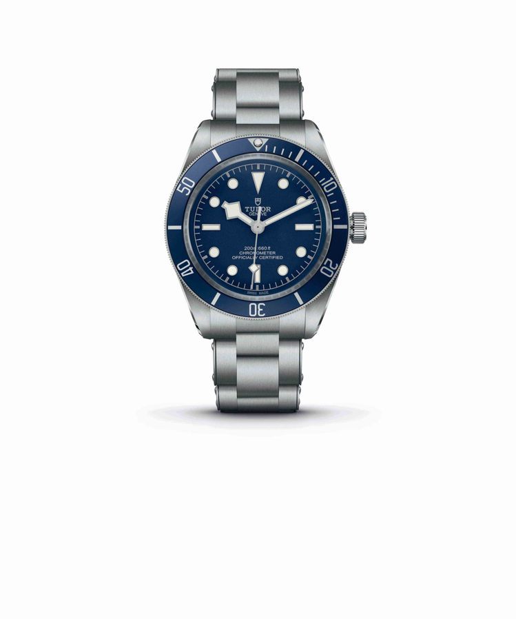 TUDOR，碧灣系列Fifty-Eight「海軍藍」腕表，精鋼，自動上鍊機芯，39毫米，時間顯示，防水200米，11萬6,500元。圖 / TUDOR提供。