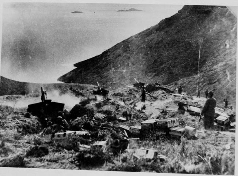一江山島戰役中，解放軍炮兵猛烈轟擊。 圖／取自維基共享