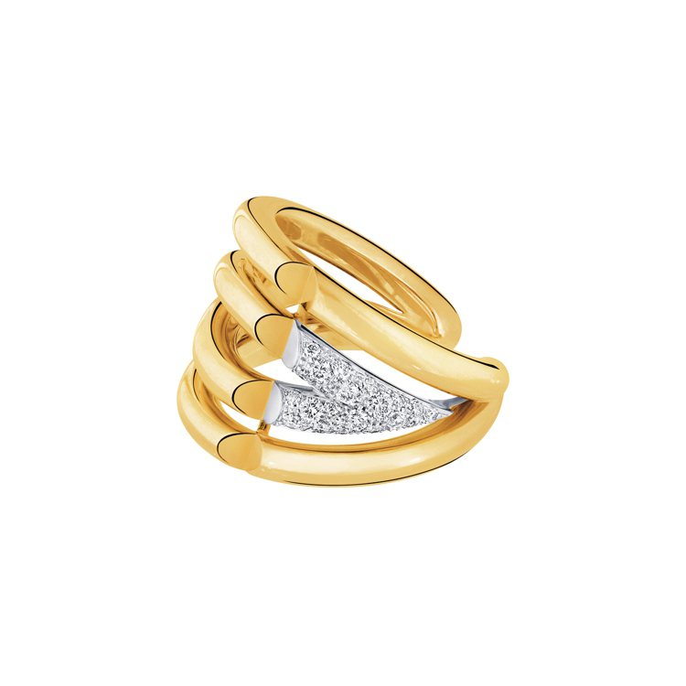 路易威登LV VOLT系列Upside Down 18K黃金與白金鑲鑽戒指，33萬7,000元。圖／路易威登提供