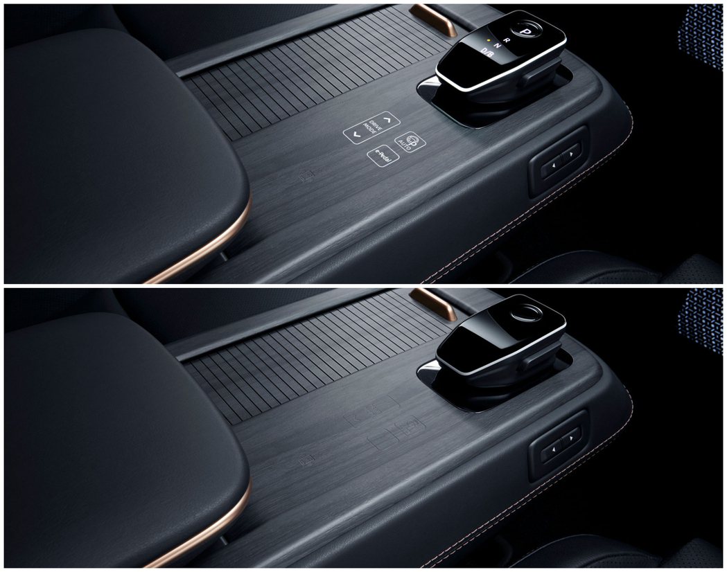 平常功能按鈕是會隱藏在木質觸碰飾板裡。 摘自Nissan
