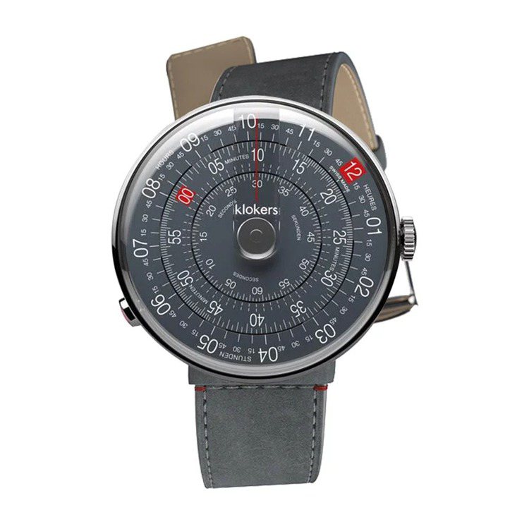 Klokers的Klok-01腕表，新款的鐵灰色表面，可自由選購、更換表帶，更像隨身帶上一款工程用的時髦配件。圖 / Klokers提供。