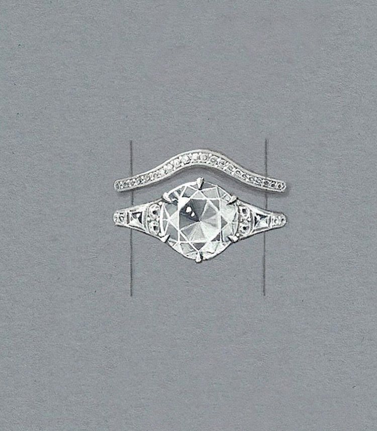 由英國知名設計師Shaun Leane訂製的婚戒設計圖。圖／取自IG @shaunleanejewellery