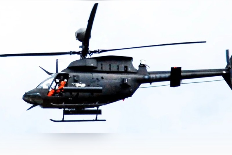 陸軍航特部編號616的OH-58D奇歐瓦戰搜直升機，本月16日在新竹空軍基地墜毀造成兩飛官殉職。 圖／鍾博鈞先生提供