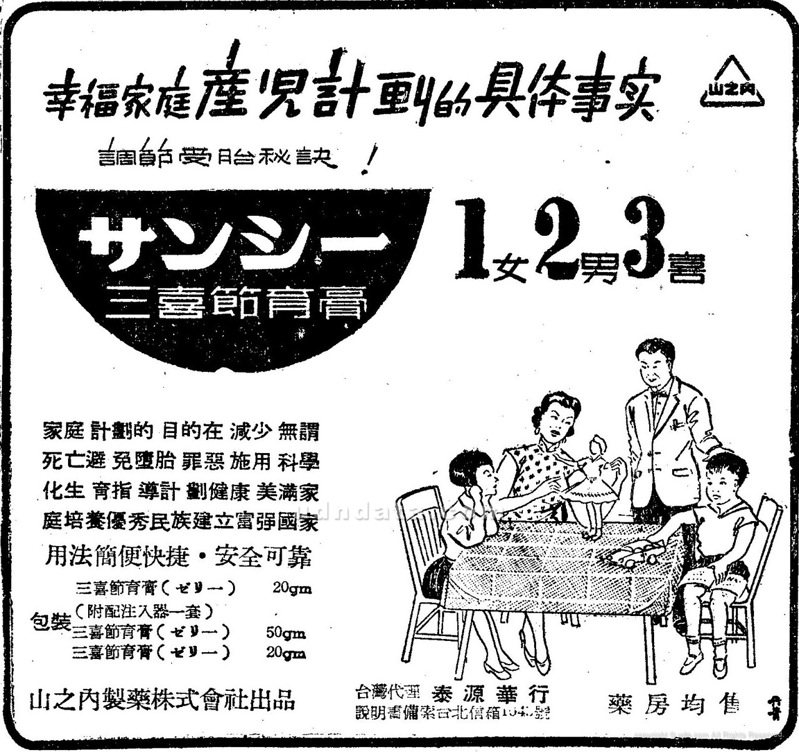 《聯合報》，1960年3月8日，4版〈三喜節育膏〉廣告（圖／聯合報系新聞資料庫照片）