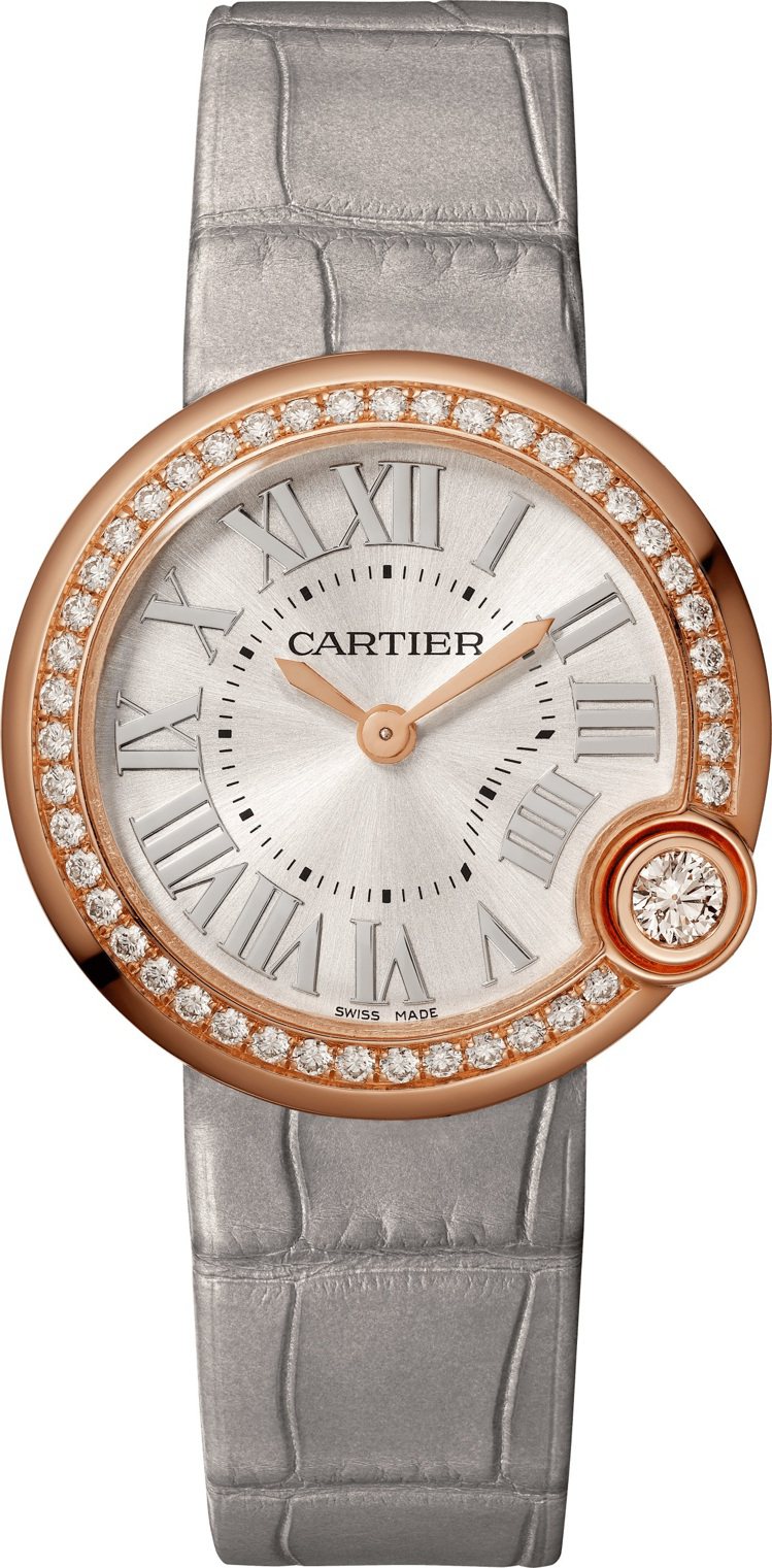 卡地亞Ballon Blanc de Cartier系列30毫米玫瑰 K金腕表，47萬8,000元。圖／卡地亞提供