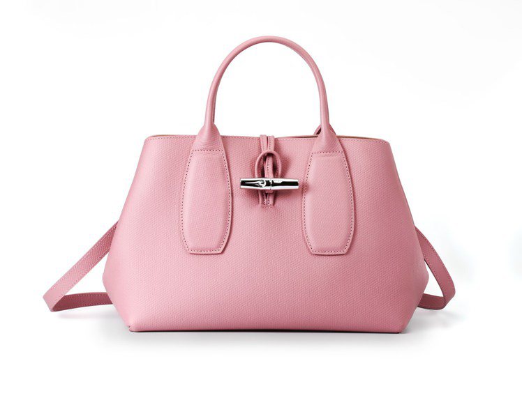 Roseau古粉色手提包，17,400元。圖／LONGCHAMP提供