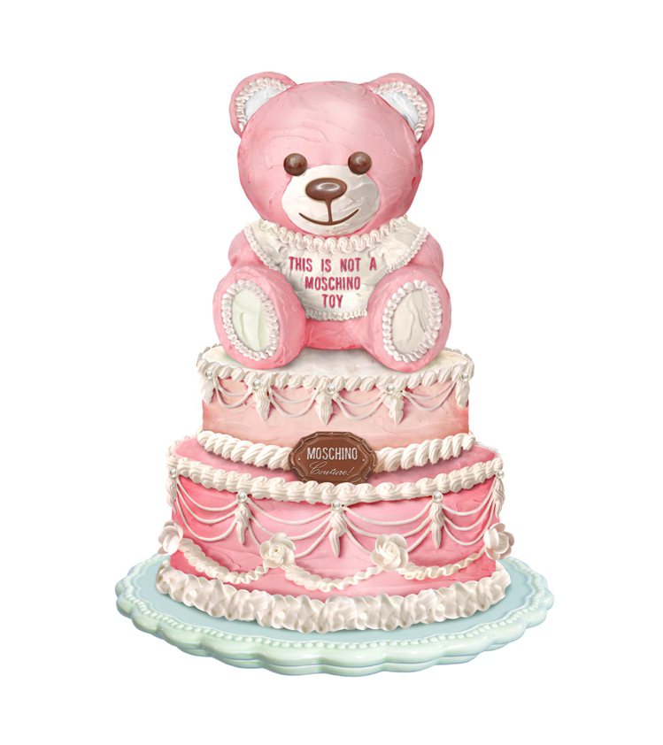 MOSCHINO把泰迪熊做成蛋糕主題並印在各種服裝單品上。圖／MOSCHINO提供
