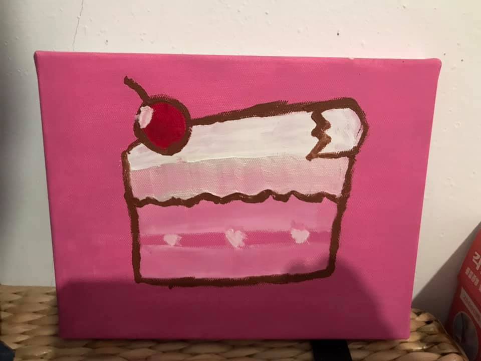 爸爸為喜歡甜點的媽媽畫的畫。圖／黃一郎提供