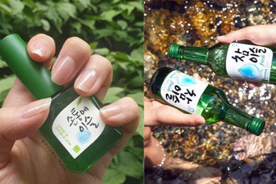 愛酒成癡！韓國推「真露燒酒護甲油」，綠色瓶身X白色標籤相似度超高讓人想直接開喝