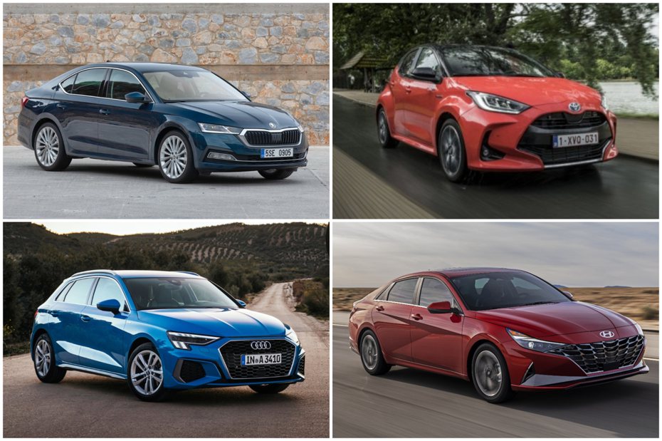 新世代ŠKODA Octavia、Toyota Yaris、Audi A3與Hyundai Elantra，皆入圍了2021世界年度風雲車大獎候選名單。 摘自各車廠