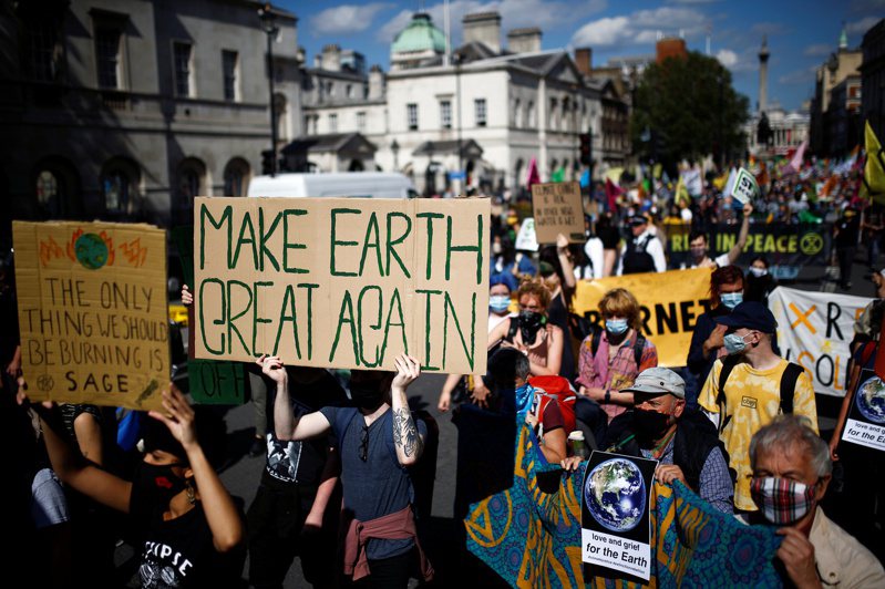 環保組織「反抗滅絕」，本月起在英國倫敦發起為期10天的示威行動。（路透）