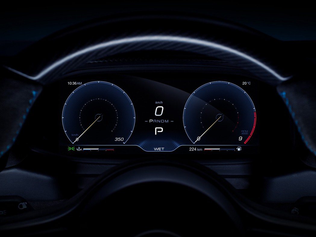 這次MC20也跟上潮流採用10吋的虛擬數位儀錶板。 摘自Maserati