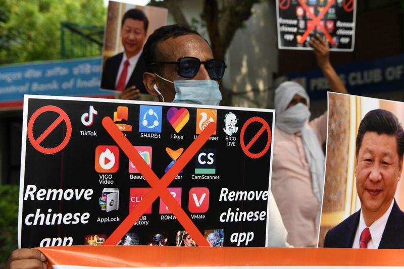印度當局目前已禁用超過二百個大陸應用程式，包括熱門的抖音海外版。法新社