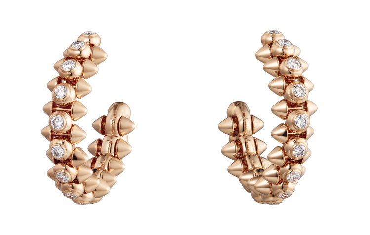 Clash de Cartier系列玫瑰金鑲鑽耳環中型款，38萬7,000元。圖／卡地亞提供