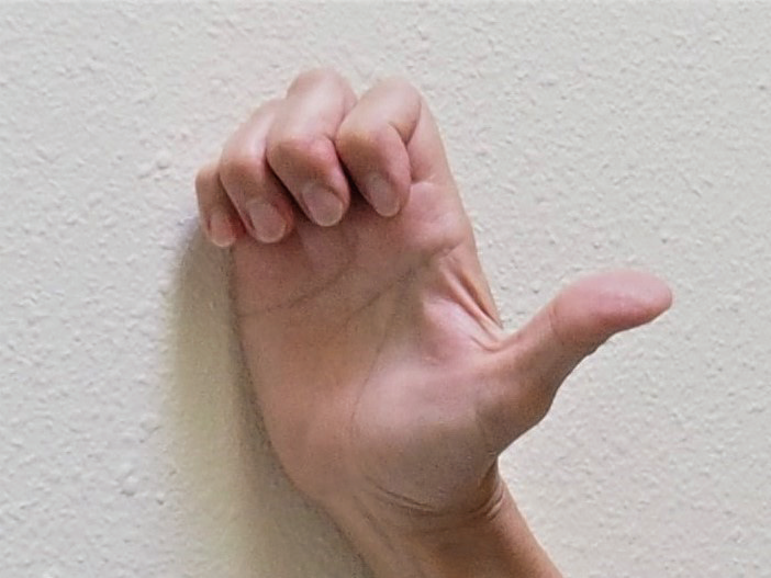 手部緩解：在肌陰性手動作，彎曲遠端指尖關節和近端指尖關節、伸展掌骨與指骨間關節（...