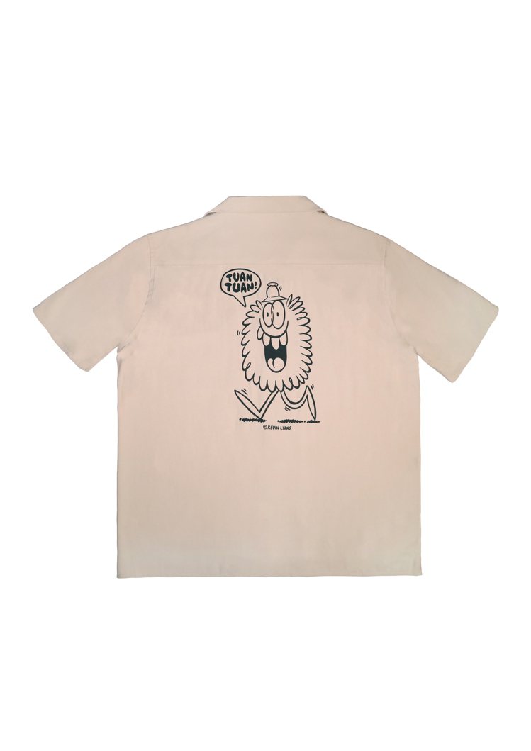 「團長」與「副團長」小怪獸聯名系列夏威夷衫(卡其色) (背面)，1,980元。圖／團團提供