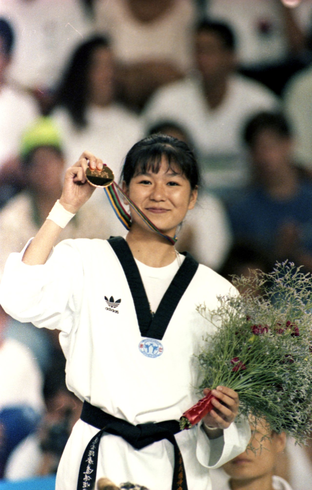 1992年跆拳選手陳怡安在巴塞隆納奧運獲得金牌。圖／聯合報系資料照片