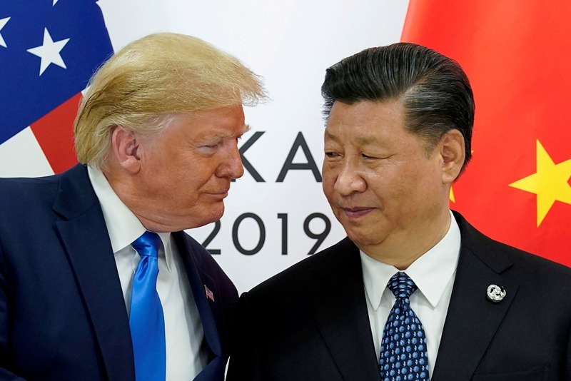美國總統川普與中國大陸國家主席習近平，攝於2019年的日本大阪G20領袖峰會。路透