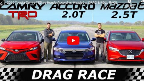 影／Toyota Camry TRD對決<u>Honda Accord</u>和Mazda6 哪台家庭房車能率先通過終點呢？