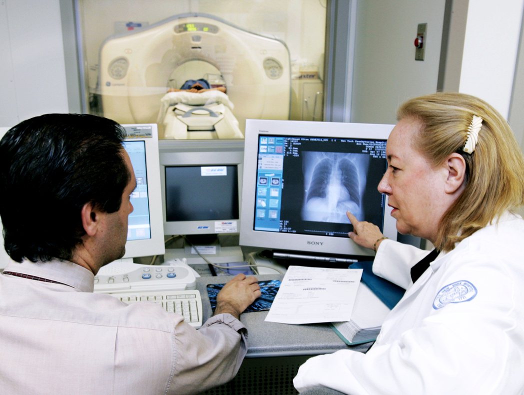 示意圖，紐約醫院的胸腔電腦斷層檢查。 圖／美聯社