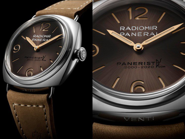 沛納海為專屬社群網站推出限量腕表，特殊棕色的金屬表面、也向1930的Radiormir腕表致意。圖 / PANERAI提供。
