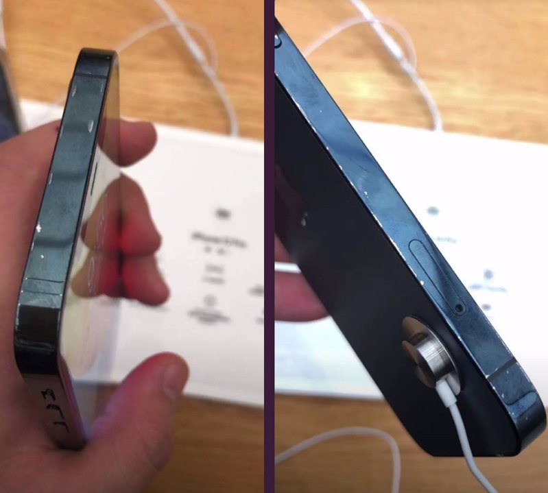店家展出最新iPhone 12實體機3天後，新款的手機竟被發現邊框明顯「掉漆」。擷自烈楓微博