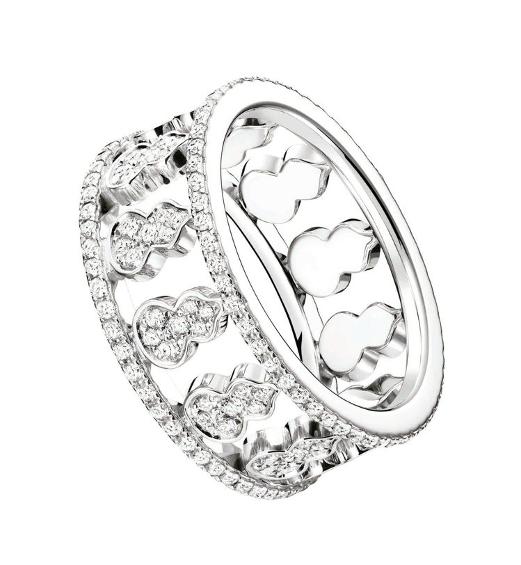 Qeelin，Wulu系列18K白金戒指，鑲嵌鑽石、葫蘆圍飾，30萬4,000元。圖 / Qeelin提供。