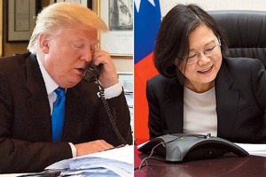 蔡英文總統2016年與當時的美國總統當選人川普的越洋電話談話約十多分鐘。 圖／美聯社、總統府提供