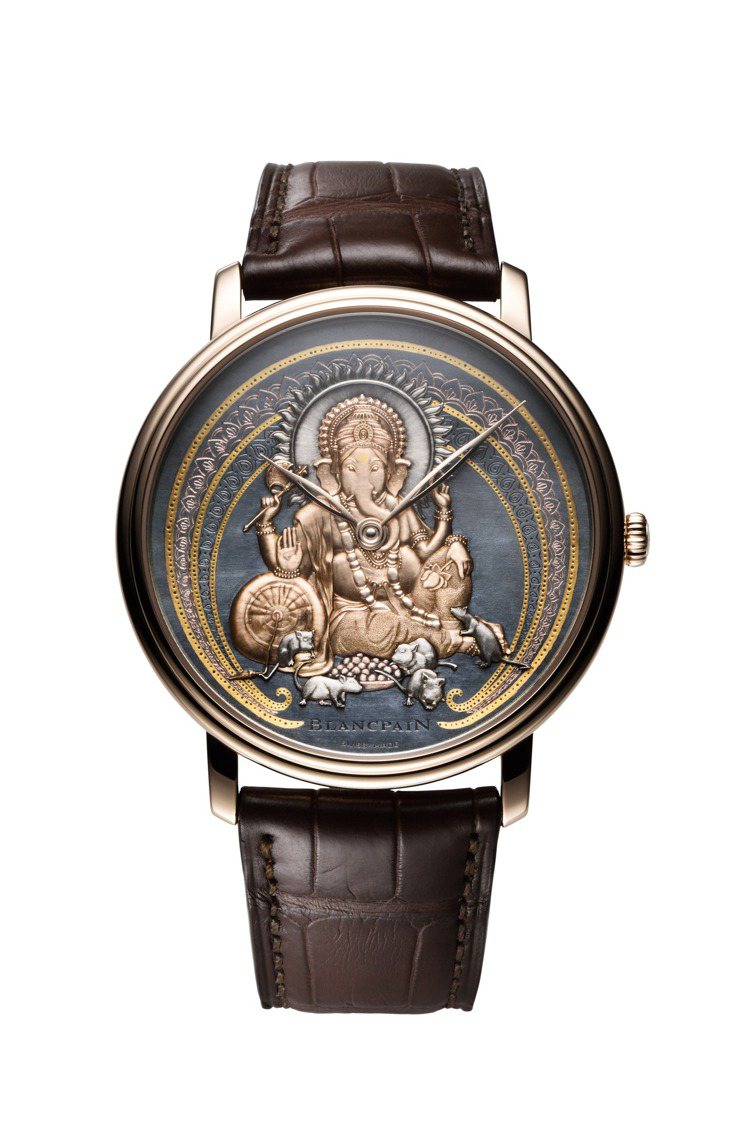首度登台的藝術大師系列赤銅工藝象神腕表，結合工藝與宗教文化的複合收藏逸趣，511萬3,000元。圖 / Blancpain提供。