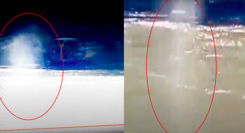 圍觀女子拍到白色霧狀身影在水面上行走。圖／擷自YouTube （@Schengen Story News）